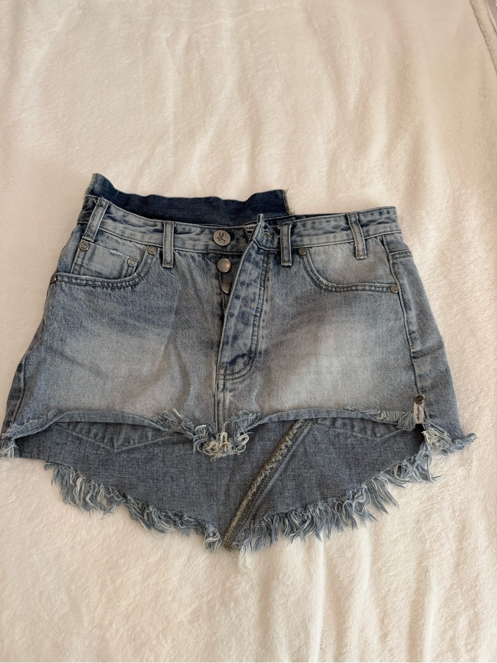 One Teaspoon Light Blue Denim Mini Skirt